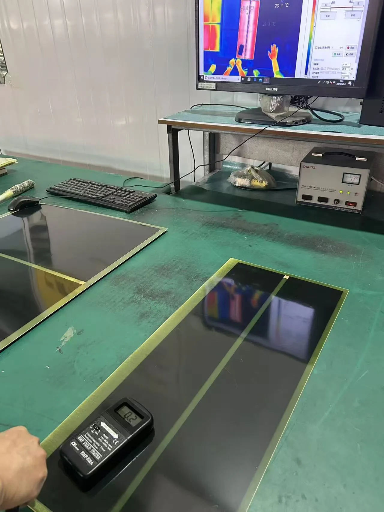 Factory test-station reference for graphene far-infrared heating panels