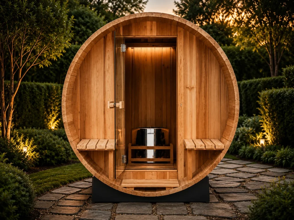 Outdoor barrel sauna for B2B project planning